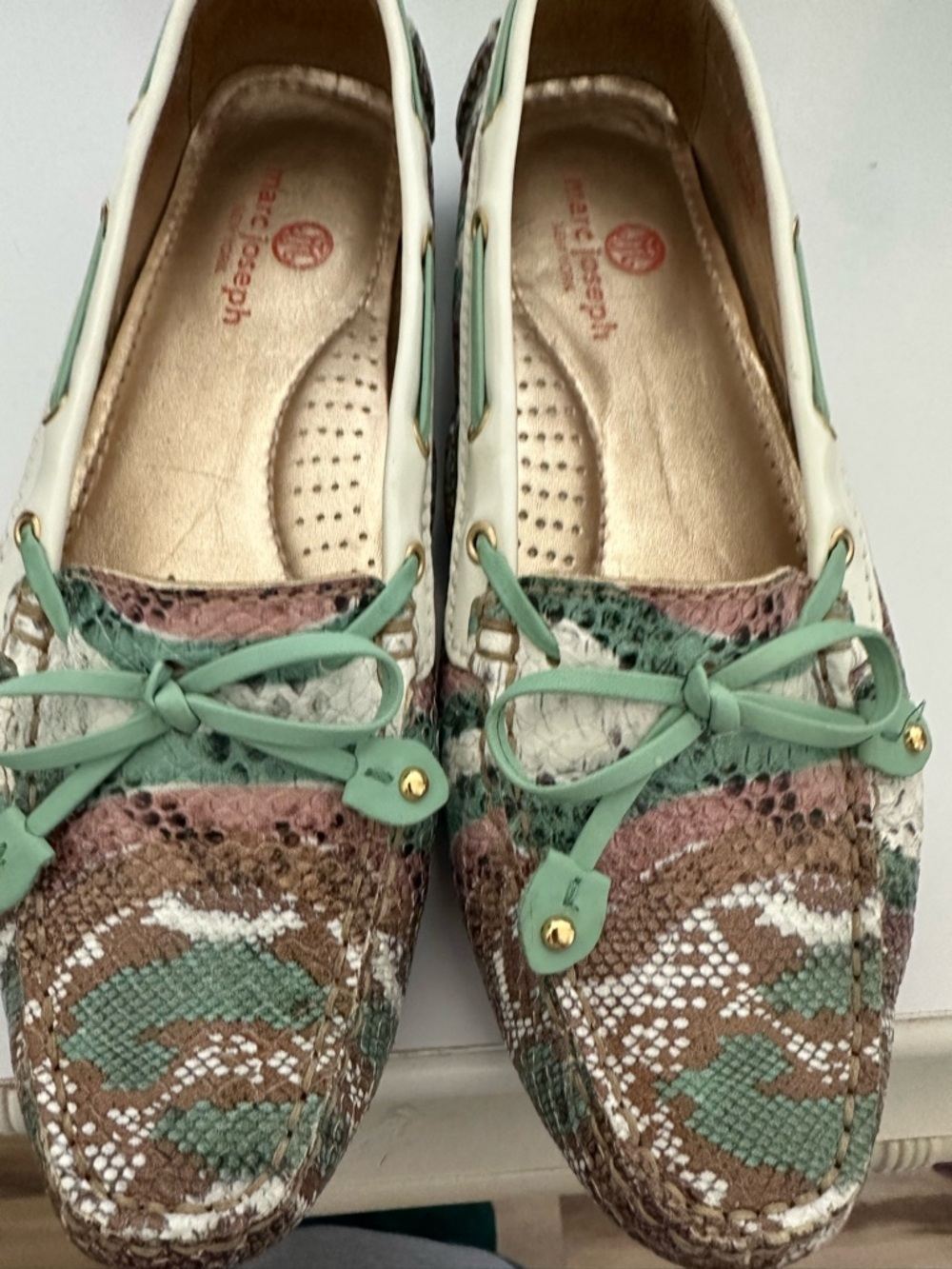 Marc Joseph Women's Cypress Hill Green Multi-Color Leather Moccasins - Picture 3 of 6